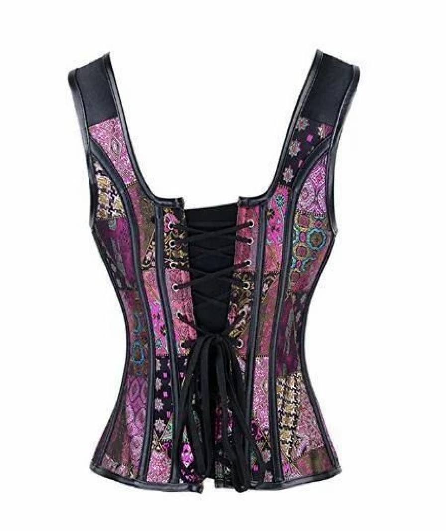 * Floral Jacquard Girdle Side Zipper Back Lace Up Corset | Corsets & Lingeries