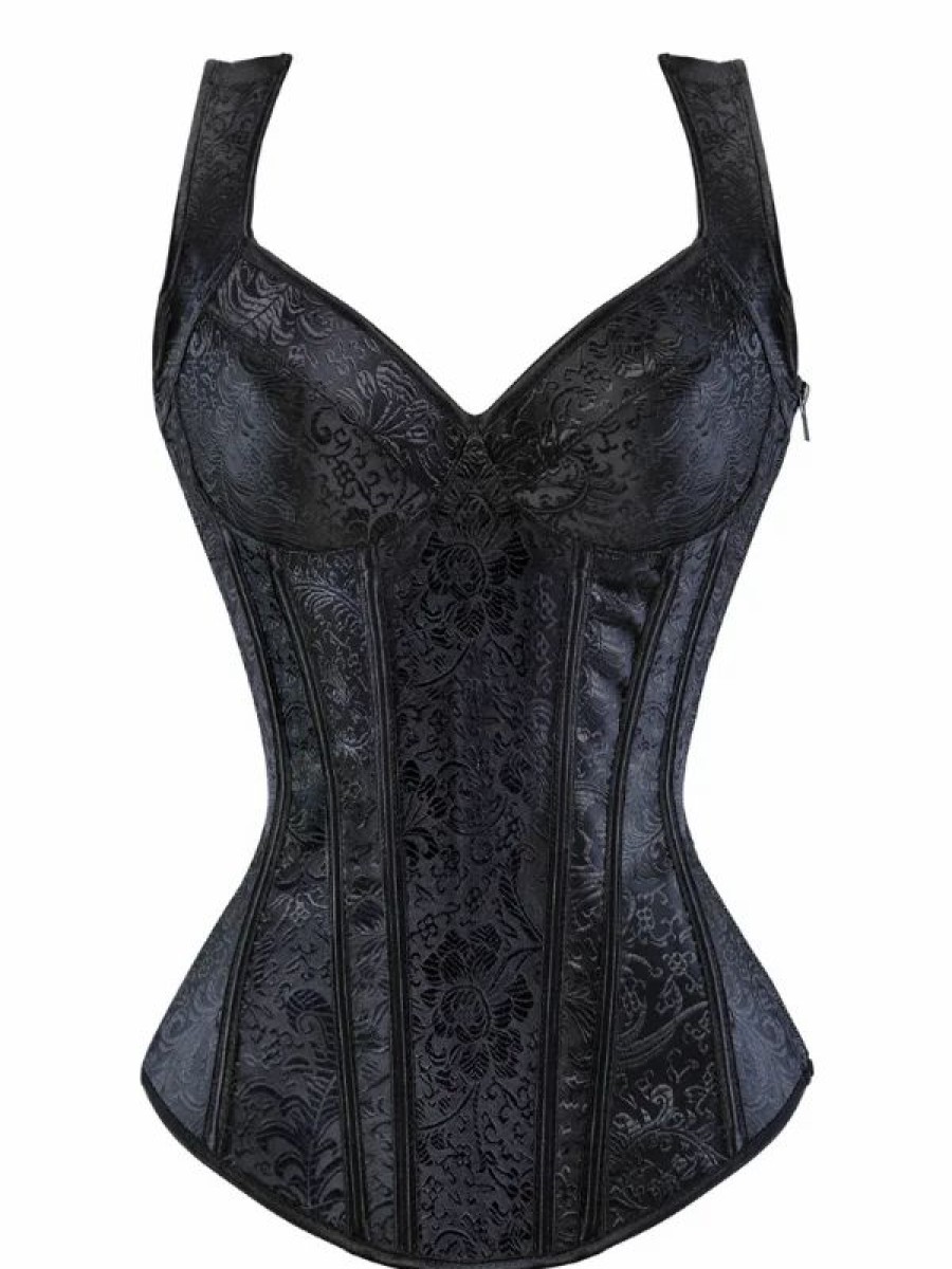 * Floral Jacquard Girdle Side Zipper Back Lace Up Corset | Corsets & Lingeries