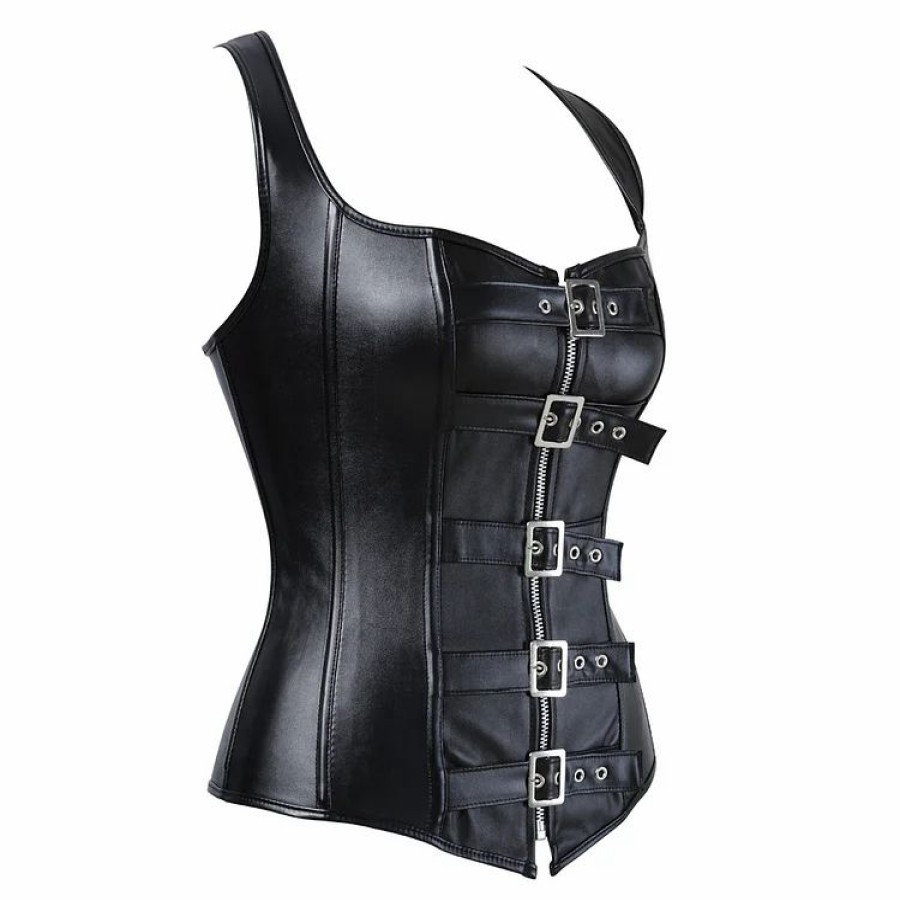 * Statement Buckle Straps Front Zipper Breathable Shapewear | Corsets & Lingeries