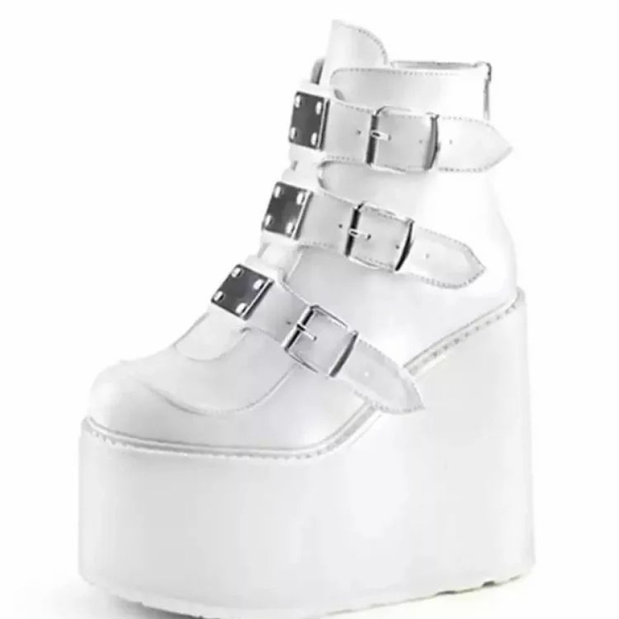 * Fashion Wedge Multiple Buckles Monoblock Wedges Platform Boots | Boots