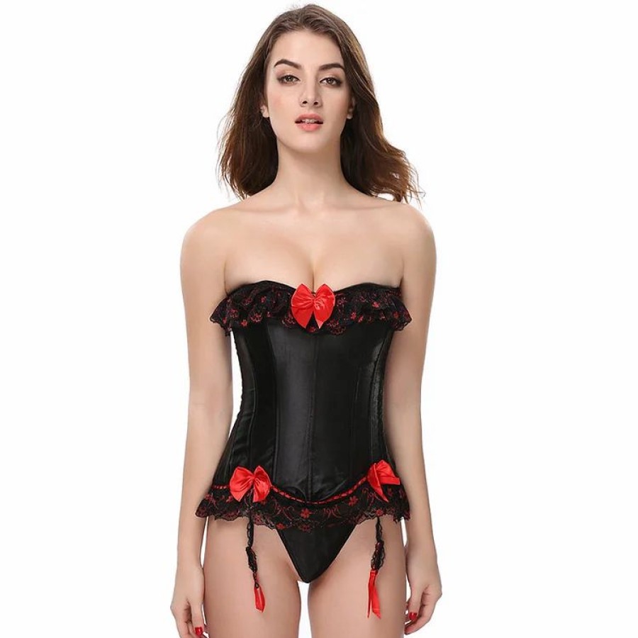 * Sexy Lace Paneled Bow Garter Girdle Corset | Corsets & Lingeries