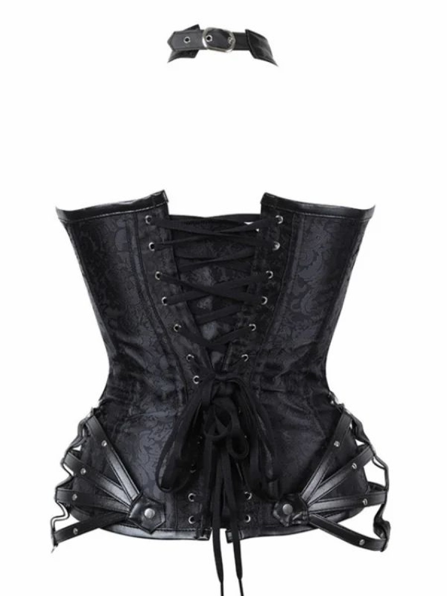 * Gothic Suspended Jacquard Cutout Halter Corset | Corsets & Lingeries