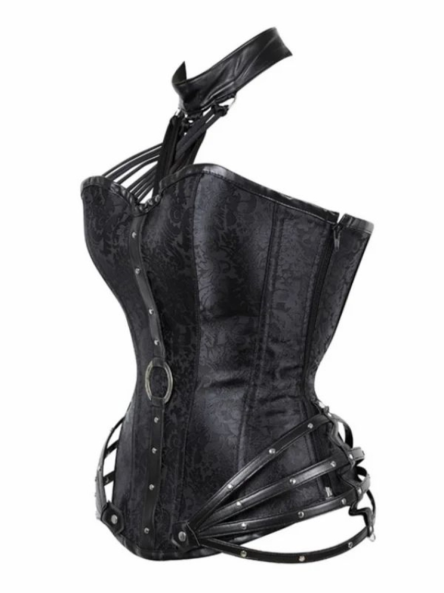 * Gothic Suspended Jacquard Cutout Halter Corset | Corsets & Lingeries