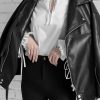 * Casual Solid Shawl Collar Oversize Basic Pu Leather Jacket | Jackets & Coats