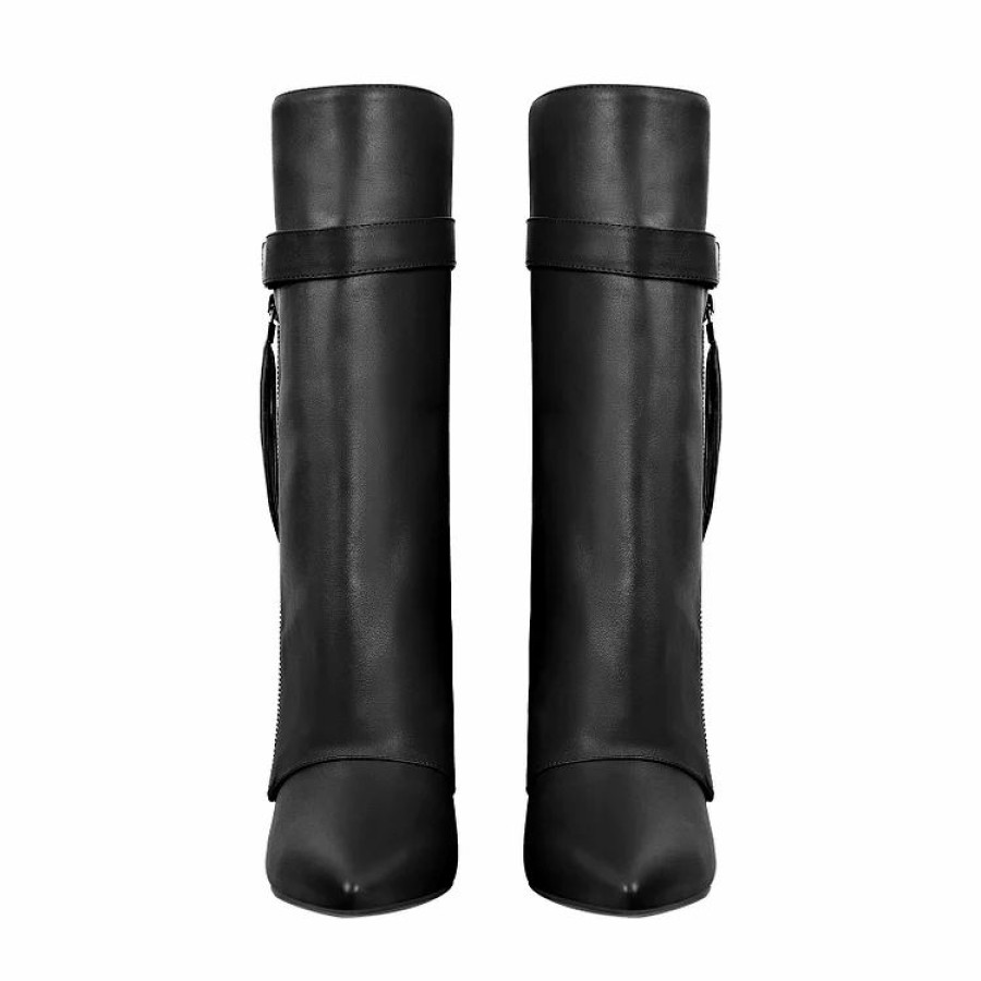 * Women'S Pointed Toe High Heel Wedge Cover Up Fold Over Knee High Boots | Boots