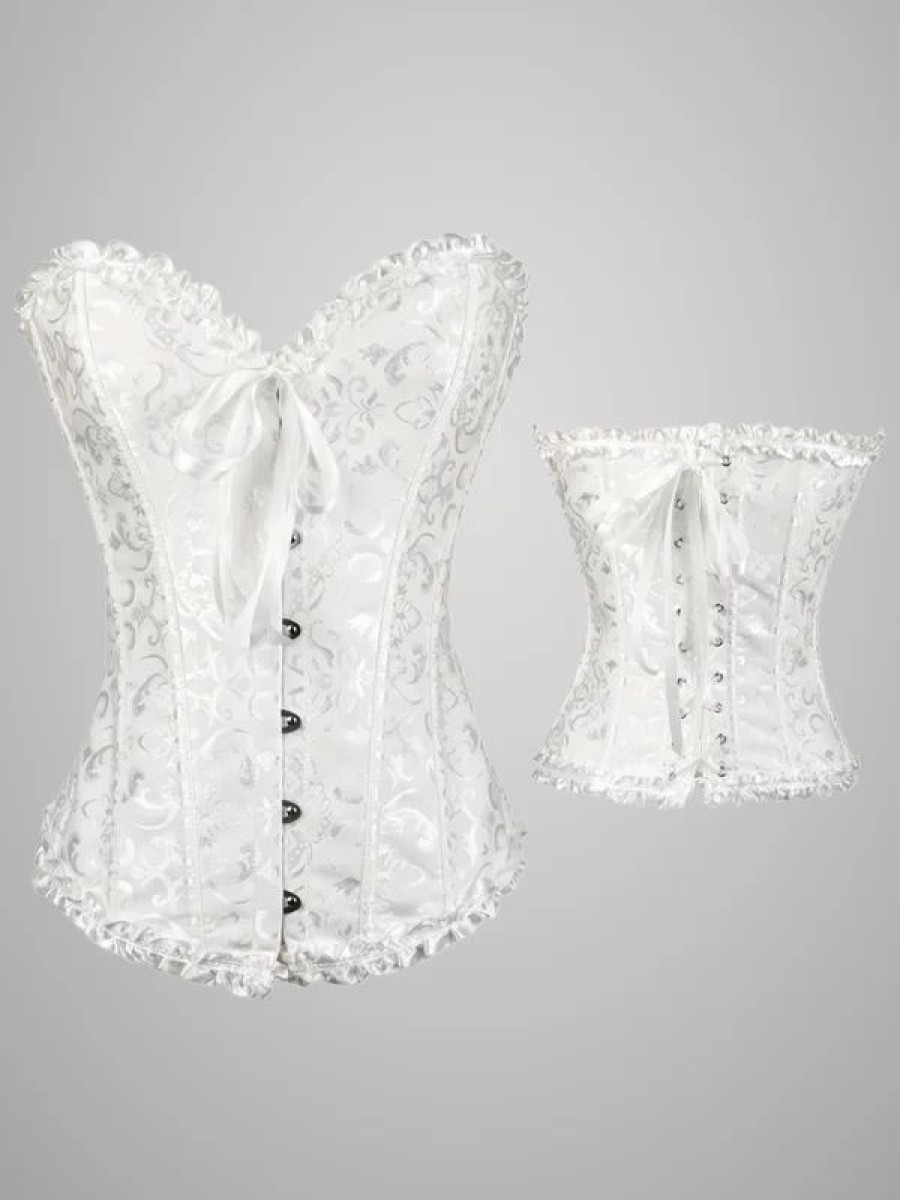 * Vintage Gothic Ruffled Bowknot Embossed Corset | Corsets & Lingeries