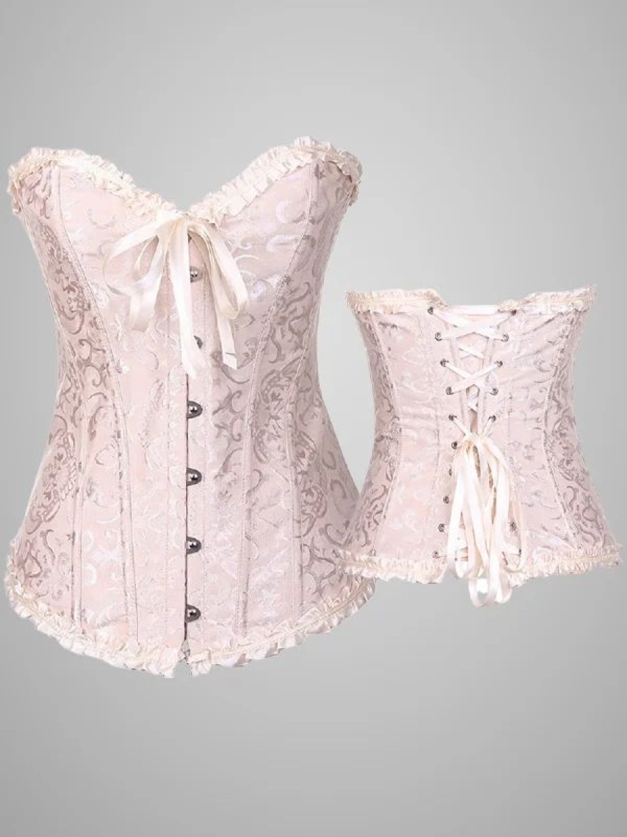 * Vintage Gothic Ruffled Bowknot Embossed Corset | Corsets & Lingeries