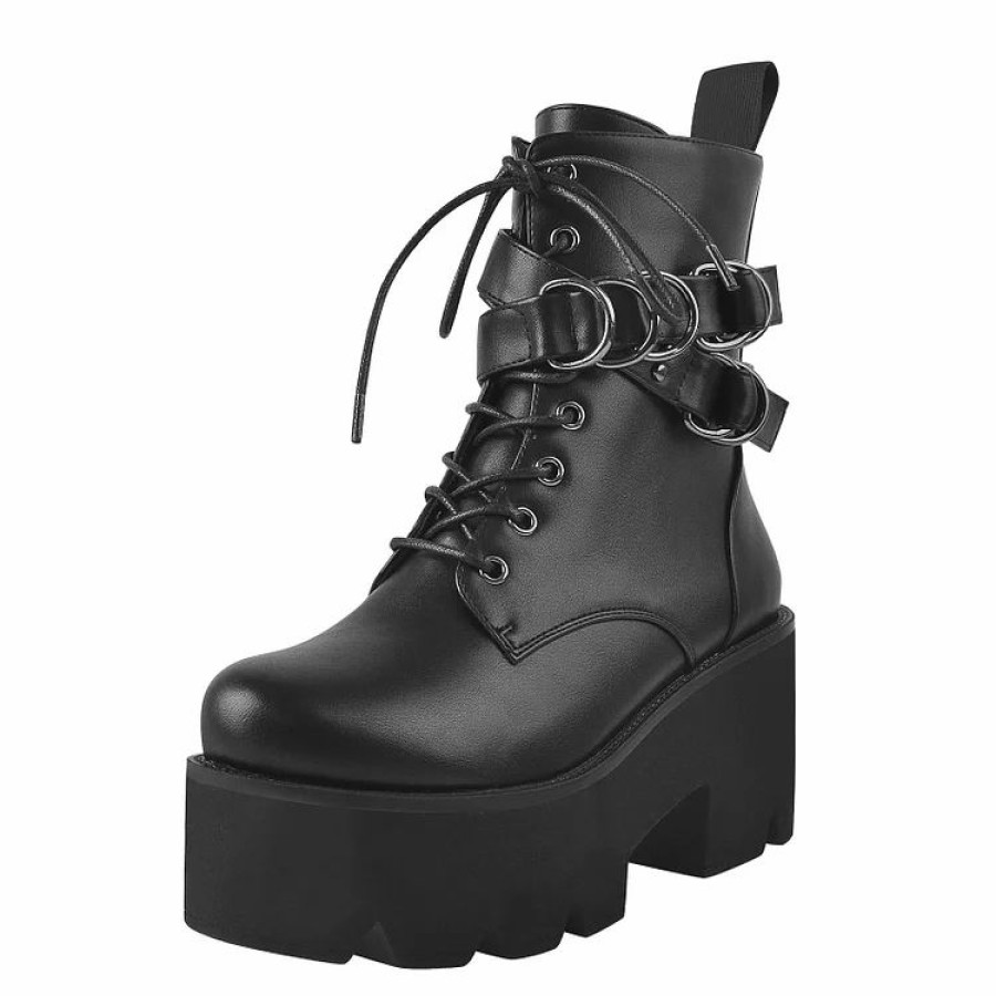 * Wedge Platform Lace Up Zipper Boots | Boots