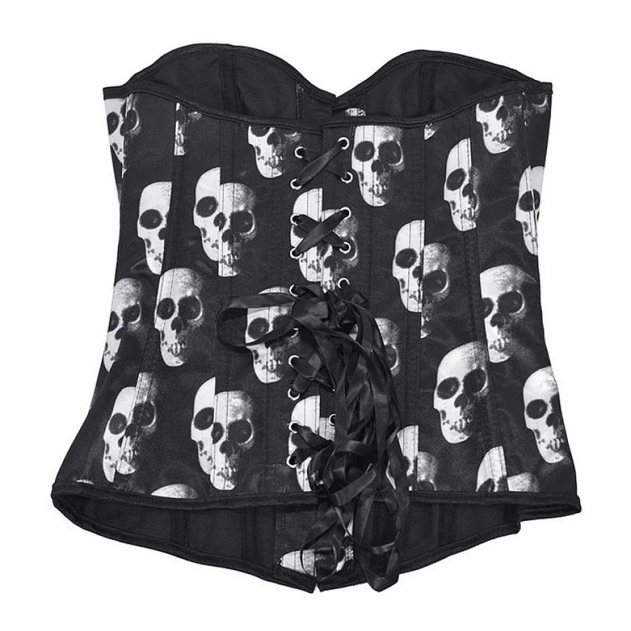 * Goth Skull Graphic Printed Back Lace Up Girdle Corset | Corsets & Lingeries