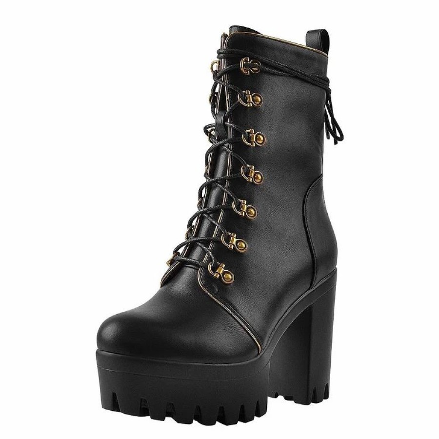 * Lace Up Chunky Heel Platform Ankle Boots | Boots