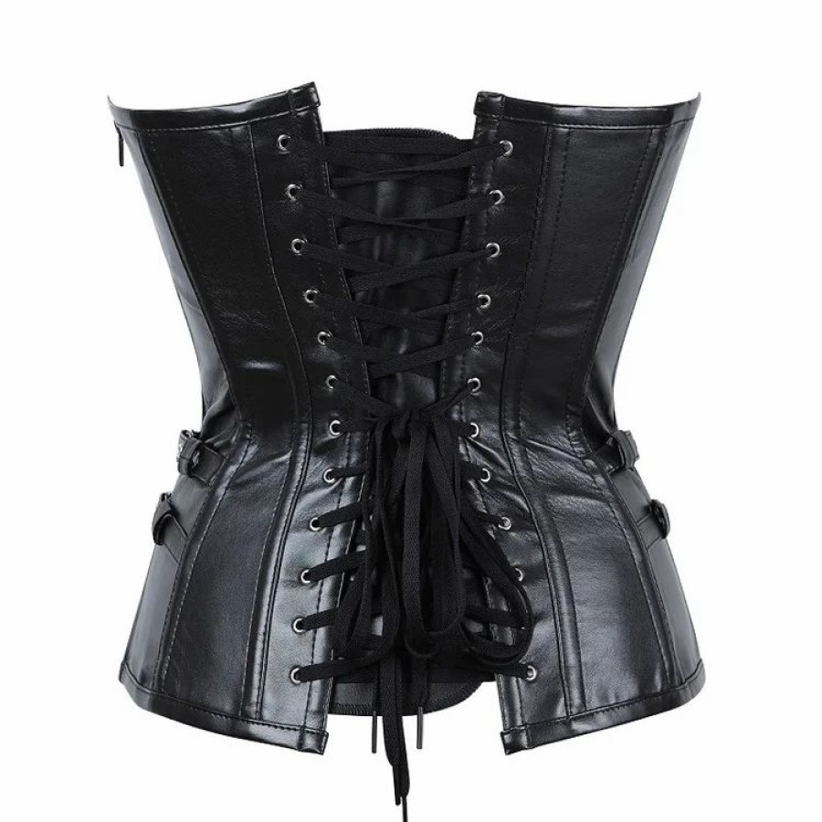 * Punk Back Lace Up Buckle Straps Chain-Trimmed Corset | Corsets & Lingeries