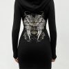 * Gothic Dark Statement Punk Style Dark Wings Printed Color-Block Zipper Long Sleeve Hooded Slim Jacket | Jackets & Coats