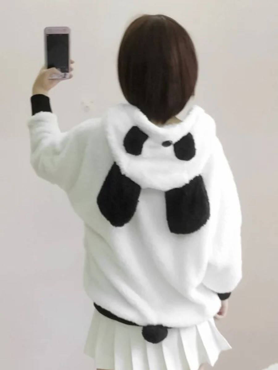 * Cute Fleece Panda Ear Coat | Jackets & Coats