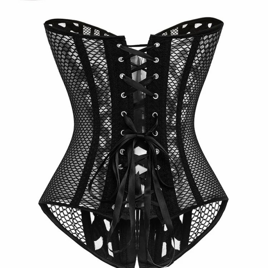 * Floral Cutout Solid Color Paneled Buttoned Corset | Corsets & Lingeries