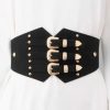 * Gothic Dark Statement Vintage Buckle Straps Buttoned Wide Corset | Corsets & Lingeries