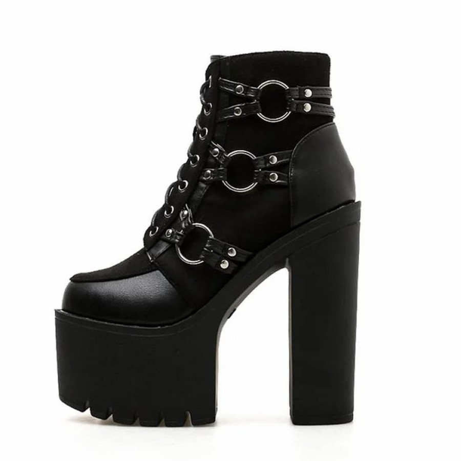 * Lacing Round Toe Platform Boots | Boots