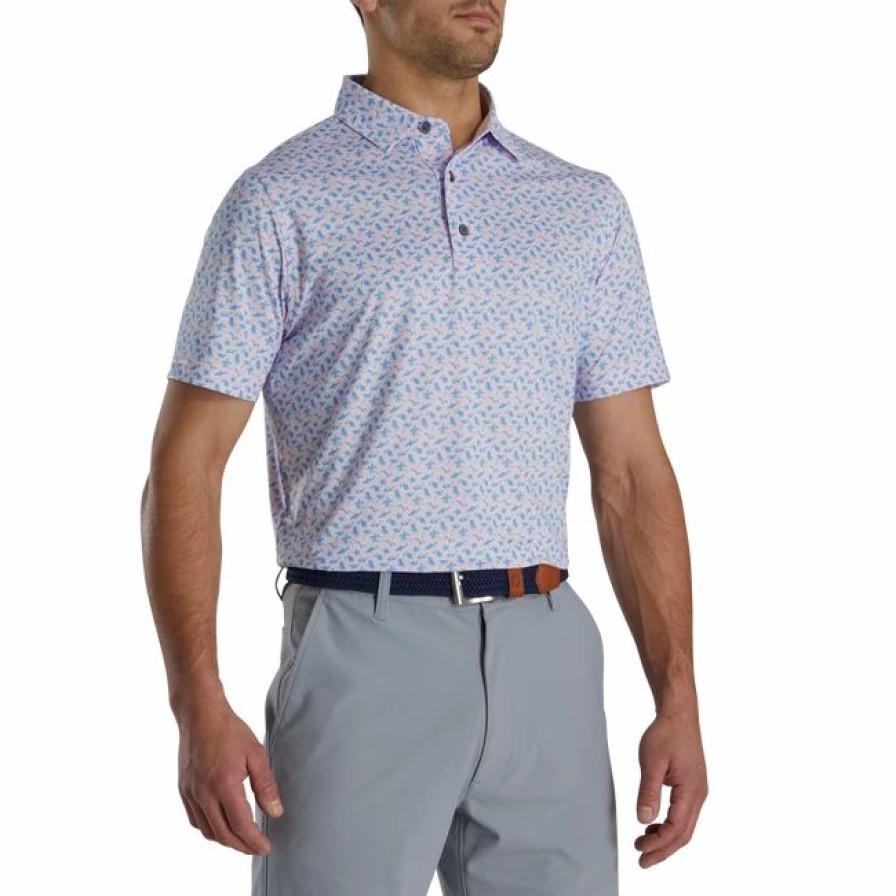 * Athletic Fit Beach Print Lisle Self Collar | Shirts