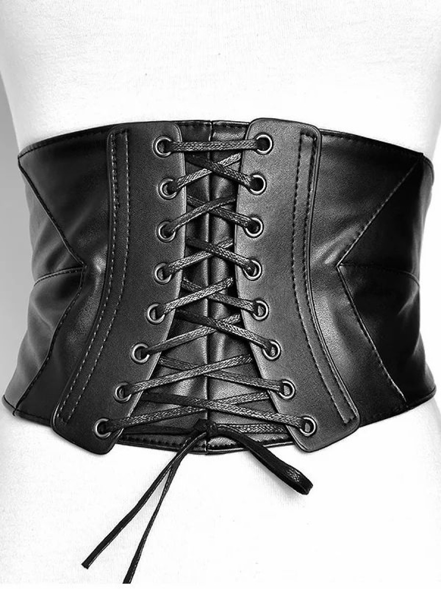 * Gothic Dark Statement Street Fashion Lace Up Buttoned Wide Corset | Corsets & Lingeries