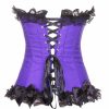 * Vintage Color Block Floral Jacquard Lace Paneled Corset | Corsets & Lingeries