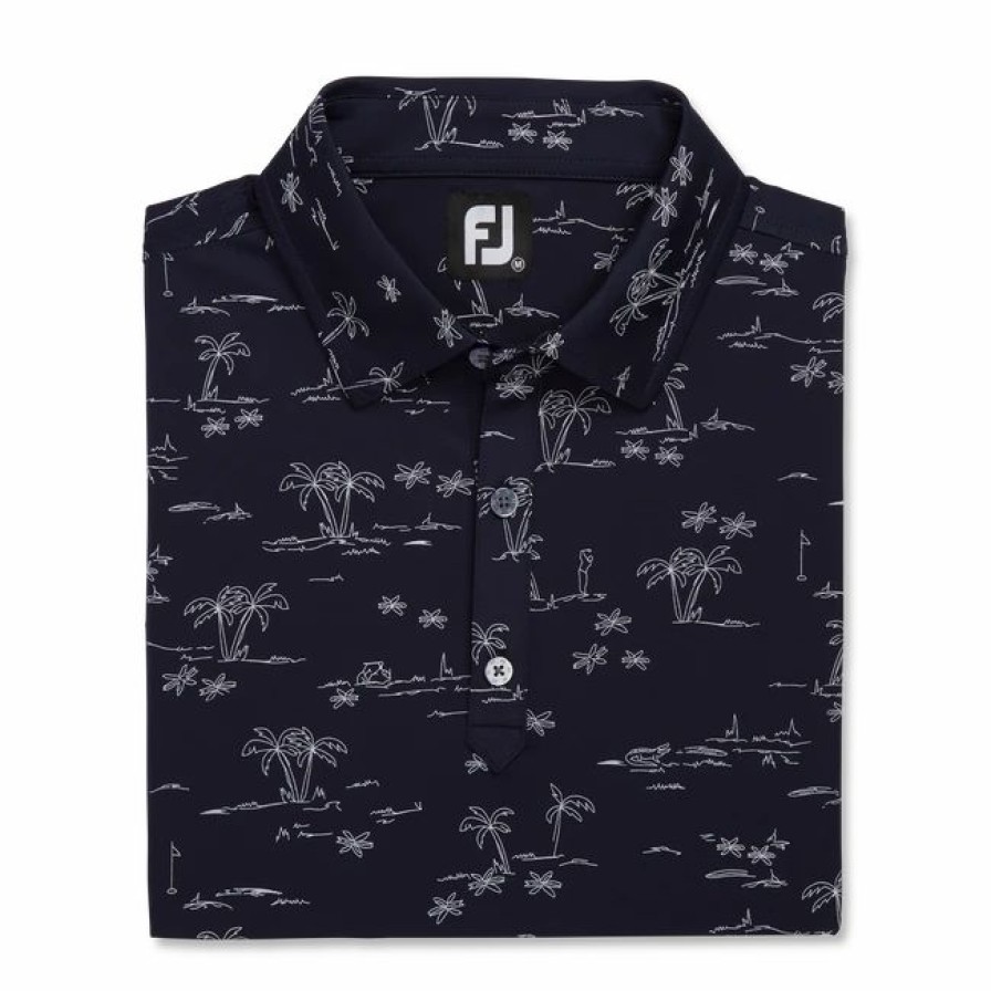 * Tropic Golf Print Lisle Self Collar | Shirts