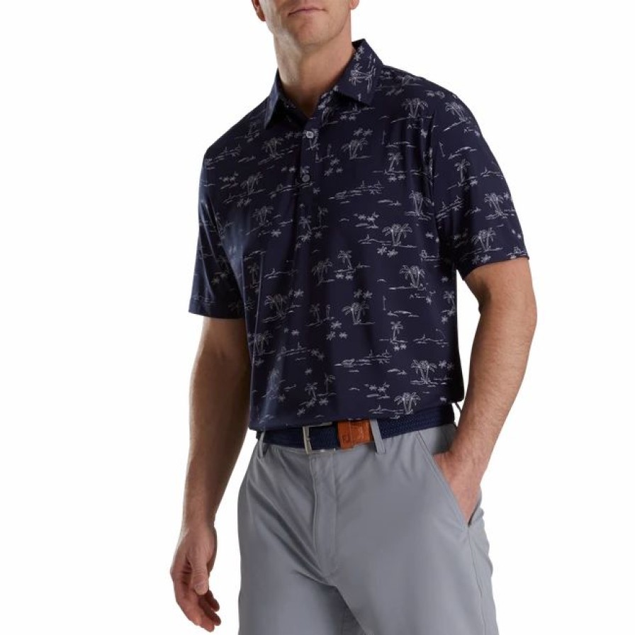 * Tropic Golf Print Lisle Self Collar | Shirts