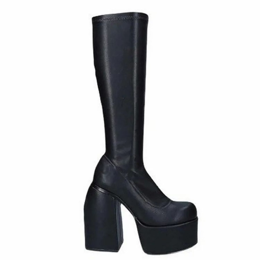 * Platform Chunky Heel Artificial Pu Boots | Boots