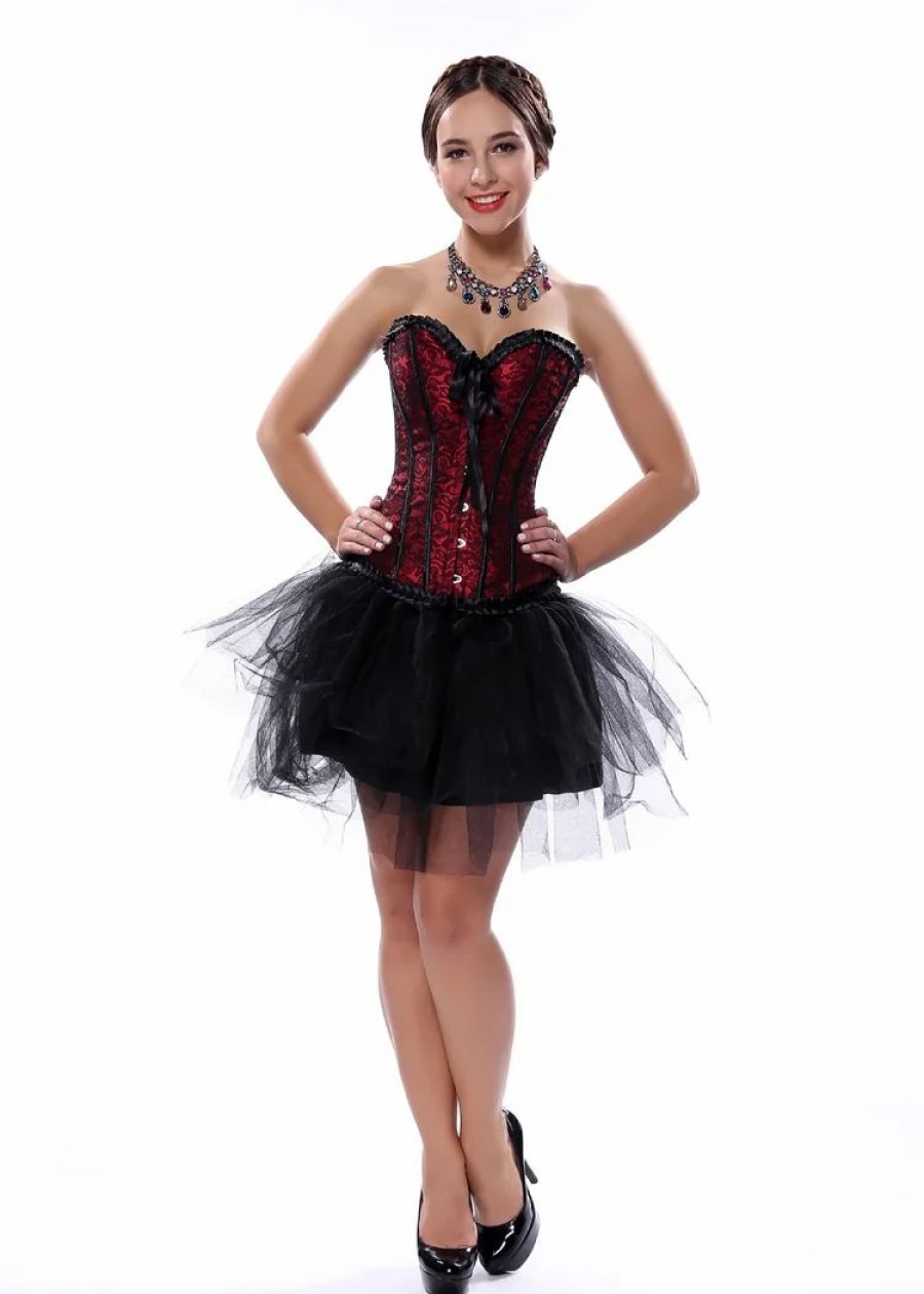 * Trendy Buttoned Lace Paneled Girdle Corset | Corsets & Lingeries