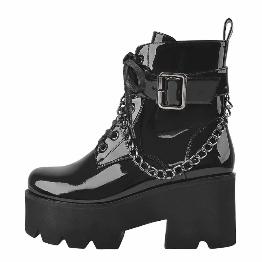 * Patent Leather Lace Up Ankle Boots | Boots