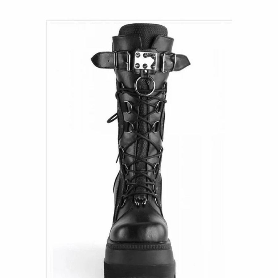 * Punk Platform Lace Up Buckle Strap Zipper Knee High Boots | Boots