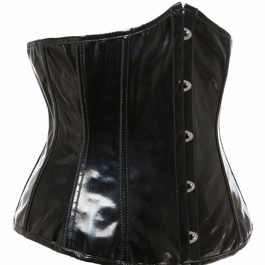 * Basic Buttoned Back Lace Up Pu Corset | Corsets & Lingeries