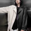 * Gothic Dark Motor Style Paneled Color-Block Loose Pu Jacket | Jackets & Coats