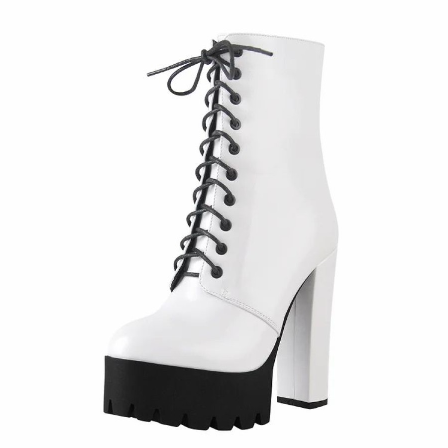 * Platform Block Heel Lace-Up Ankle Boots | Boots