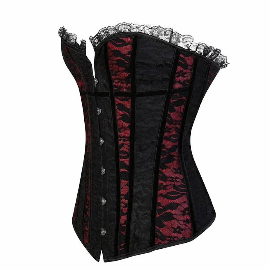 * Vintage Color Block Lace Paneled Buttoned Corset | Corsets & Lingeries