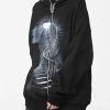 * Gothic Dark Graphic Printed Color Block Hooded Zip Up Jacket | Jackets & Coats