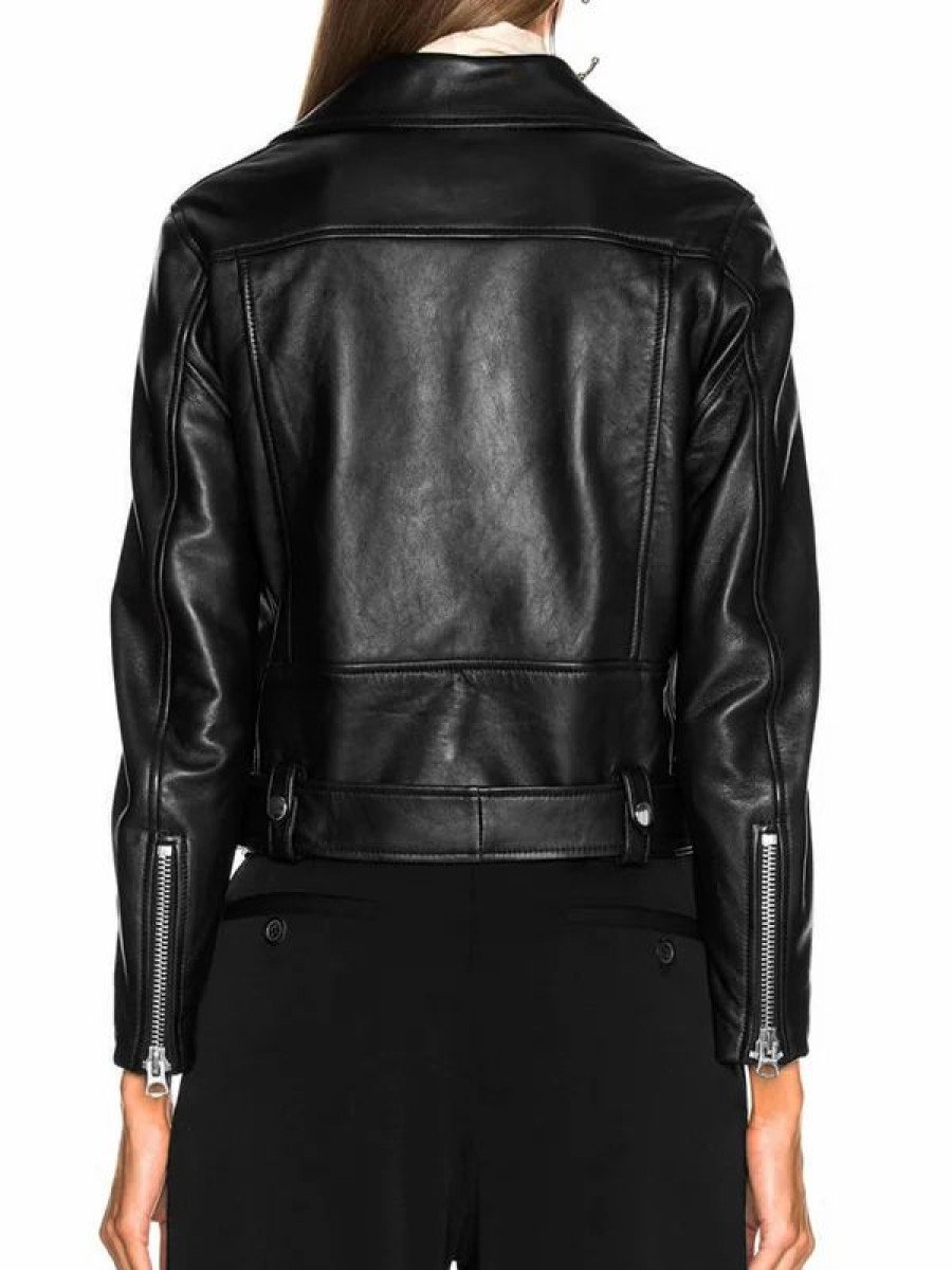 * Motor Cool Shawl Collar Belt Buttoned Basic Pu Leather Jacket | Jackets & Coats