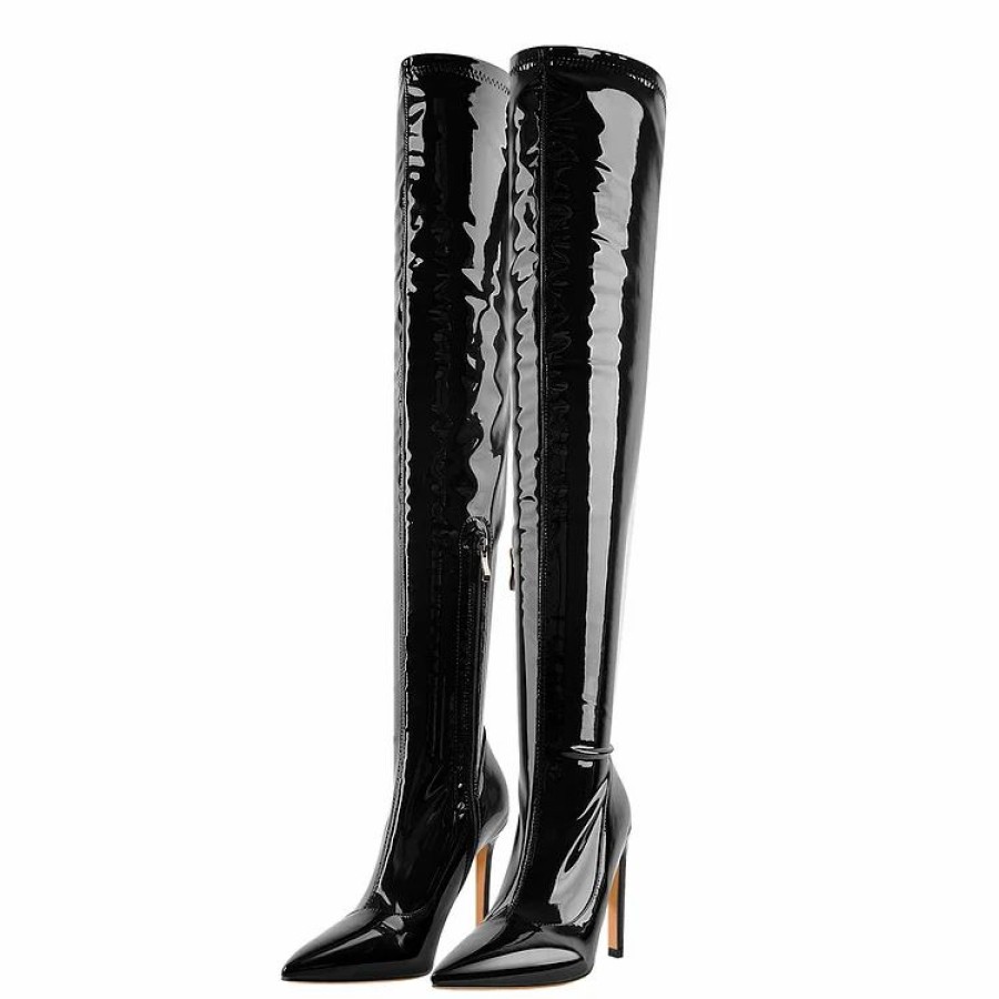 * Over The Knee Pointed Toe Patent Slim Boots | Boots